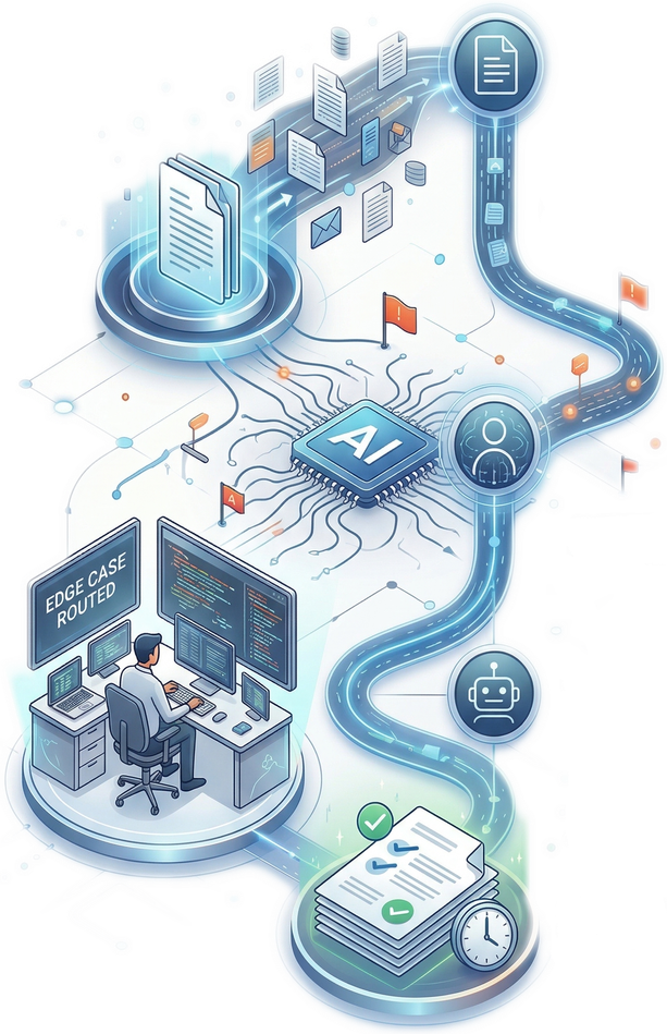 Verdict IQ validation pipeline: incoming data records flow through AI criteria matching, expert human review, and validated delivery within hours at scale